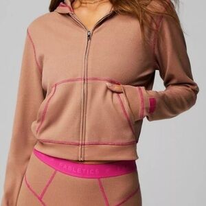 Fabletics Brown Crop Hoodie with Boxy Fit